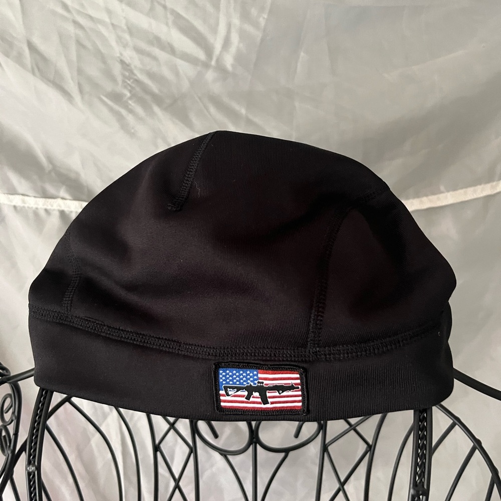 Polartec Power Stretch Beanie Hat with American Flag Patch Unisex